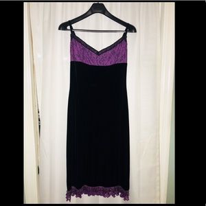 Betsy Johnson Blk Velvet Purple Lace beaded Dress